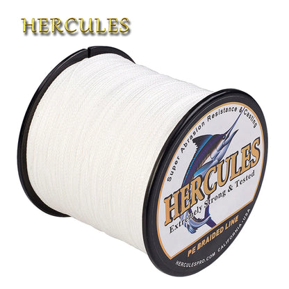 Hercules-Braided Fishing Line, 4 Strands, Fishing Line, White PE, 100m, 300m, 500m, 1000m, 1500m, 2000m, 6-100lb