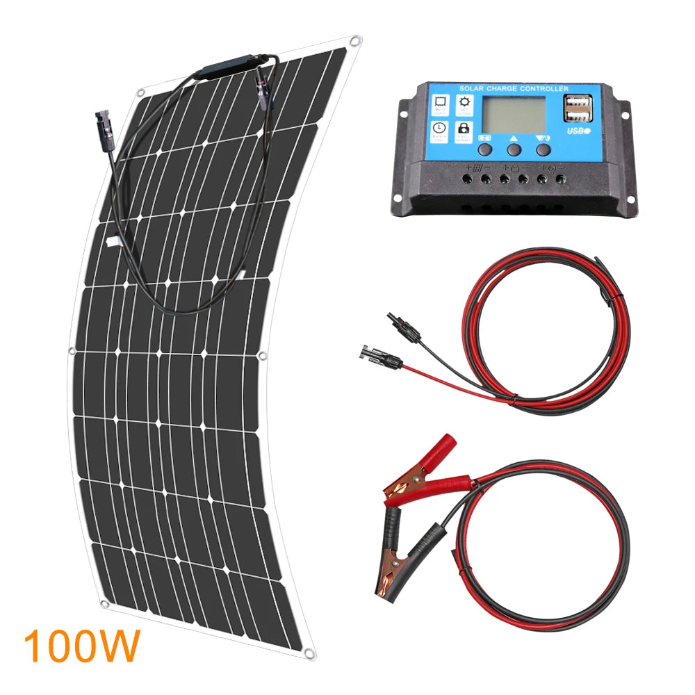 12V Flexible Solar Panel 600W 100W 200W 300W 400W 500W Bendable Waterproof Monocrystalline