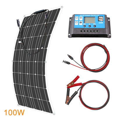 12V Flexible Solar Panel 600W 100W 200W 300W 400W 500W Bendable Waterproof Monocrystalline