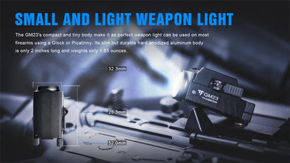 Trustfire GM23 Tactical Led Flashlight 800LM USB Rechargeable Quick Release Lights for GL & 20mm Picatinny Rail Tauru TX2