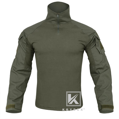 KRYDEX Ranger Green Tactical Combat Shirt For Hunting Outdoor CP Style Outdoor Camouflage Tops + Elbow Pads