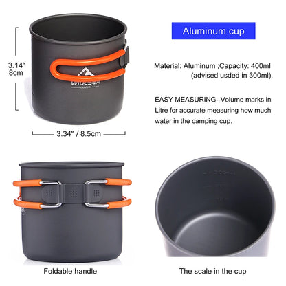 Camping Cookware Set Outdoor Tableware Equipment Supplies Burner Stove Folding Knife Fork Portable Pot Suit Tourism Cup