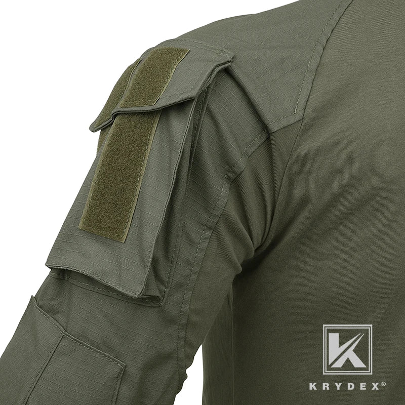 KRYDEX Ranger Green Tactical Combat Shirt For Hunting Outdoor CP Style Outdoor Camouflage Tops + Elbow Pads