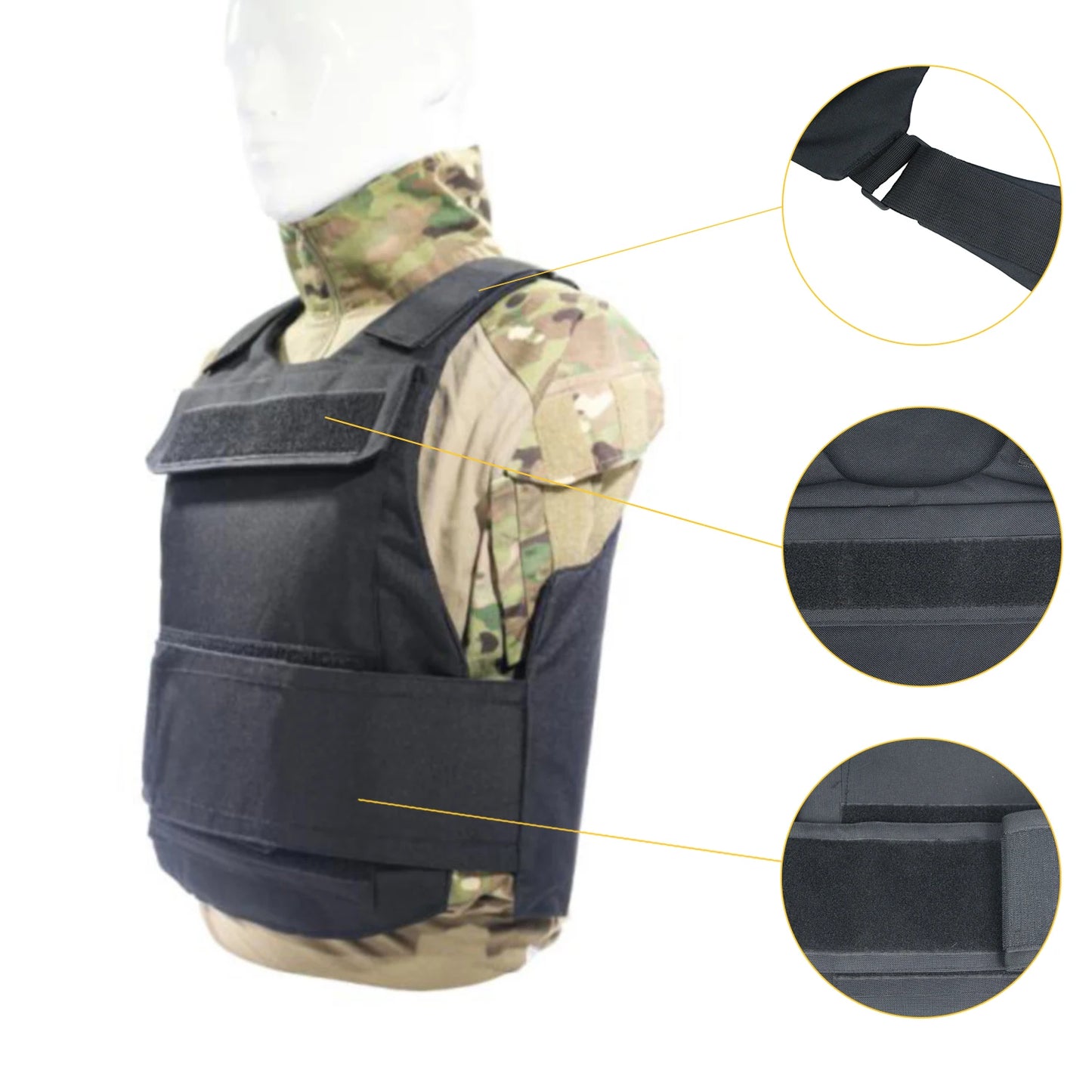 LQARMY Black Tactical Army Vest Down Body Armor Plate Tactical Airsoft Carrier Vest