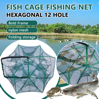 Folding lobster cage 2025  fish shrimp crayfish crab fishing net nylon material