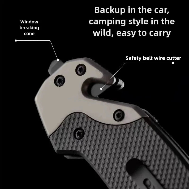 Folding knife with clip, EDC small knife with webbed opening and padded lock,