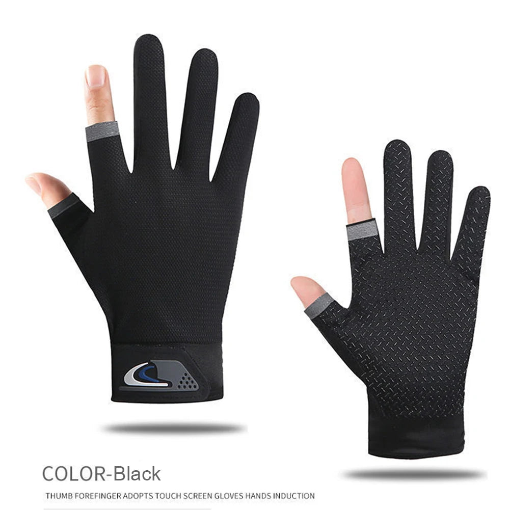 1 Pair Protective Fishing Gloves 2 Cut Fingers Fingerless Glove Men Women Anti-slip Fishing Wear Pesca Fitness Cycling Glove
