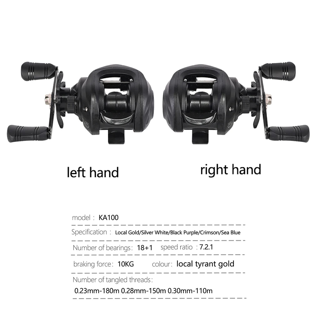 Baitcasting Reels 7.2/1 Gear Ratio Max Drag 10kg Saltwater Freshwater 18+1BB