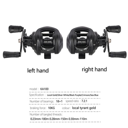 Baitcasting Reels 7.2/1 Gear Ratio Max Drag 10kg Saltwater Freshwater 18+1BB