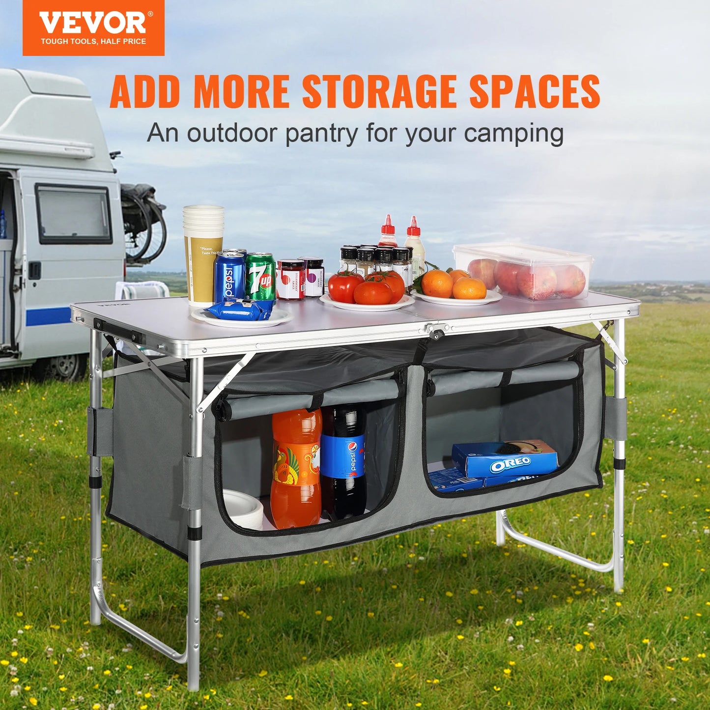 SucceBuy Camping Kitchen Table Quick set-up Folding Camping