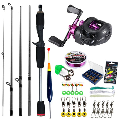 Sougayilang Baitcasting Fishing Rod and Reel Combo 5Section Fishing Rod and 7.2:1 Gear Ratio Reel Full Kit