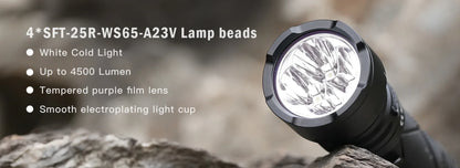 Sofirn SR15 4500LM Flashlight SFT25R Powerful LED Light 21700 USB C Rechargeable
