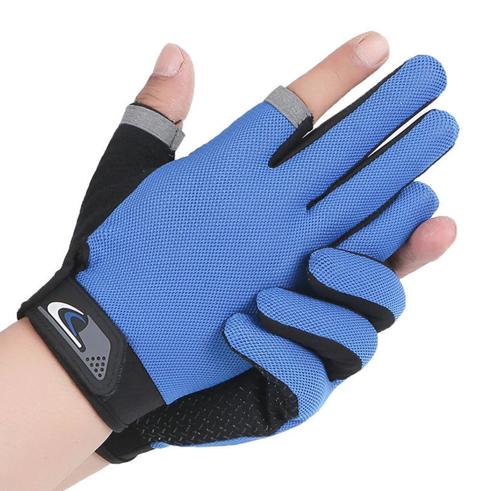 1 Pair Protective Fishing Gloves 2 Cut Fingers Fingerless Glove Men Women Anti-slip Fishing Wear Pesca Fitness Cycling Glove