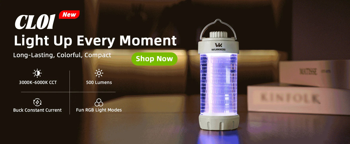Wurkkos CL01 Mini RGB 360° Flashlight 550 Lumens 21700 Rechargeable LED Flashlight Camping Light Power Bank Waterproof