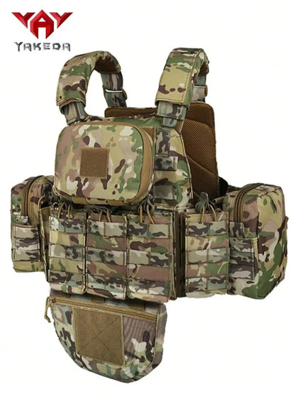 YAKEDA   Five piece equipment bag training vest, detachable and expandable, waterproof, wear-resistant and tear resistant