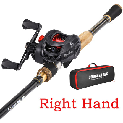 Sougayilang Baitcasting Fishing Rod and Reel Set 1.6m-2.1m Telescopic Fishing Rod Reel Combo Full Kit