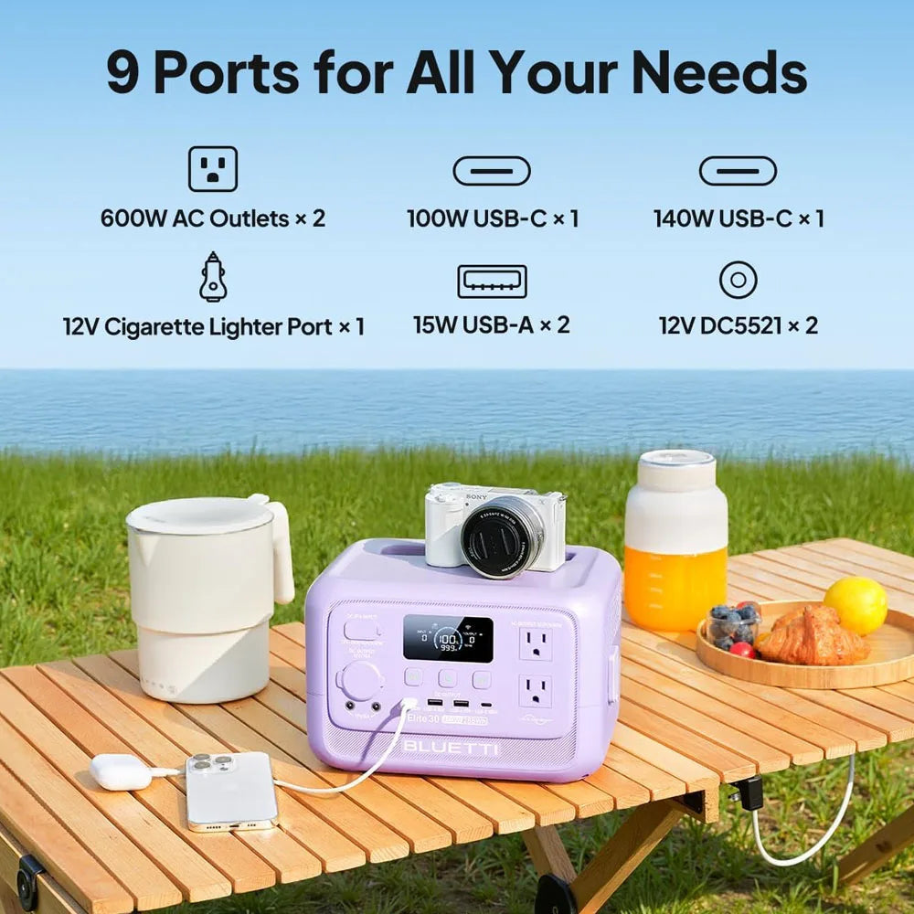 【Renew】BLUETTI Elite 30 V2 Portable Power Station 288Wh 600W Peak Large Capacity Solar Generator