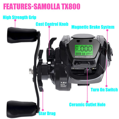New Big Led Screen Electronic Baitcasting Fishing Reel High Speed 7.2:1 10kg Saltwater Waterproof Cast Drum Wheel Casting