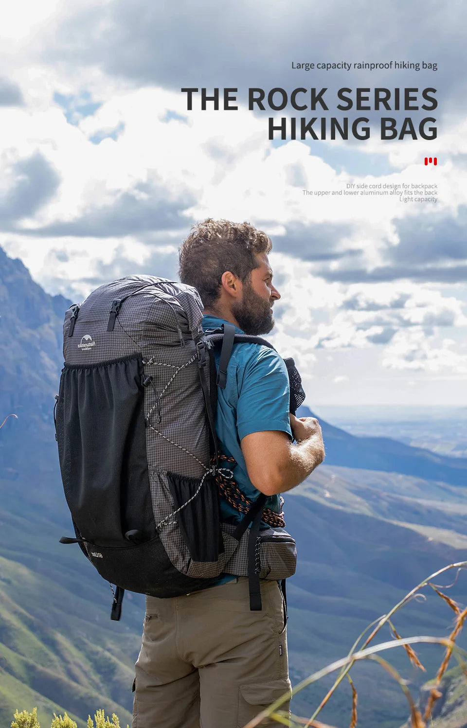 Naturehike Outdoor Mountain Backpack 60+5L Waterproof High Capacity With Rain Cover