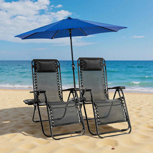 JHK Zero Gravity Portable Recliner  Chair with Cup Holder Trays Adjustable