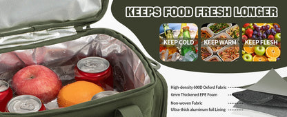 Tactical Lunch Box Expandable Heavy Duty Tactical Leak Proof Insulated Cooler Bag For Outdoor Activities Camping MOLLE Webbing