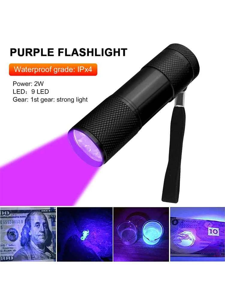 Mini Flashlight with Rope Professional Purple Light