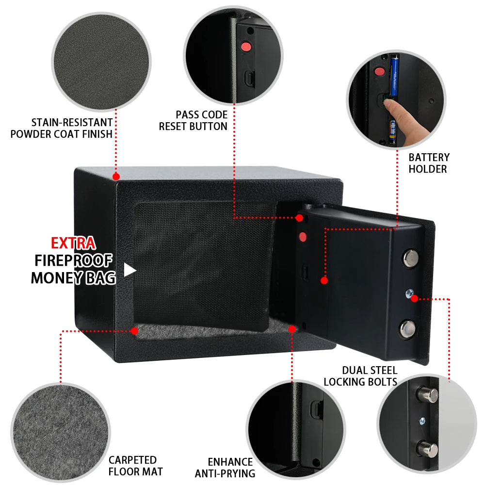 Ireproof Safes with Fireproof Money Bag Sensor Light Digital Keypad Home Safe