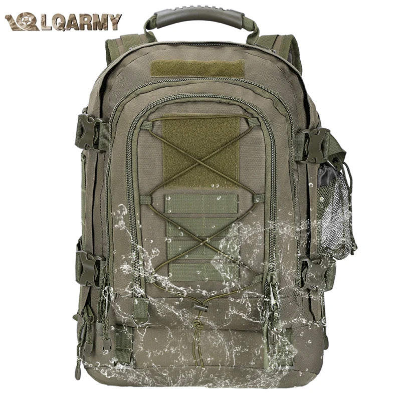 LQARMY 60L Male Travel Tactical backpack  Hiking Camping  Expandable