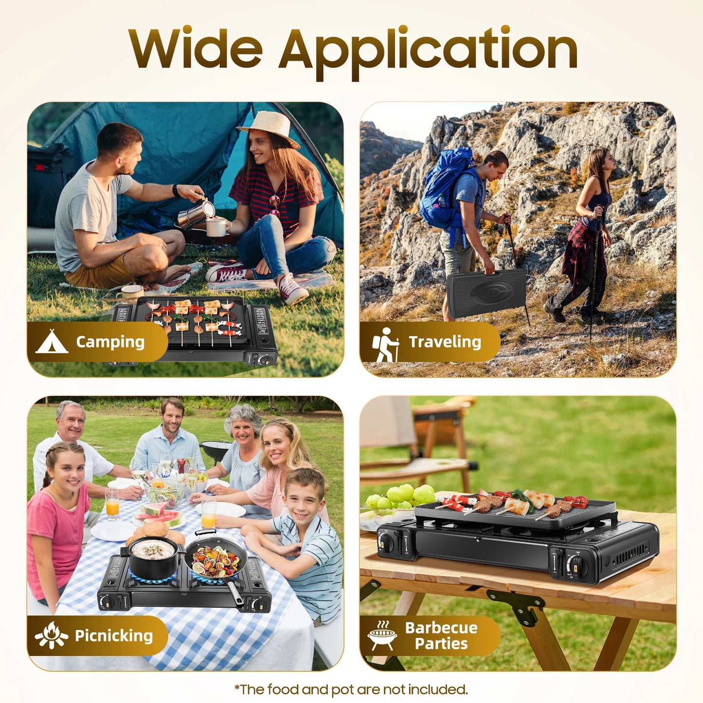 Double Head Barbecue Gas stove with Baking Tray   Outdoor