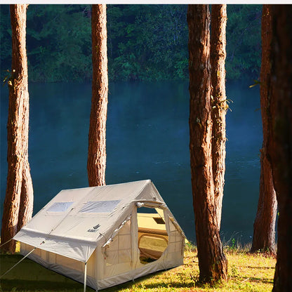 Camping Inflatable Tent for Family, PVC Skylight Air Tube, Camp Base Tents, 12 Square Meters, Large Space, 6-8 Person