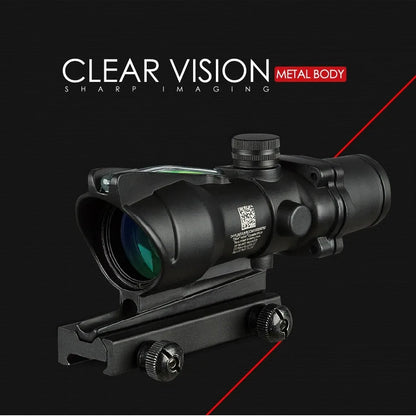4X32 Hunting Scopes Real Fiber Optics Grenn Red Dot Illuminated Etched Reticle Tactical Optical Sight