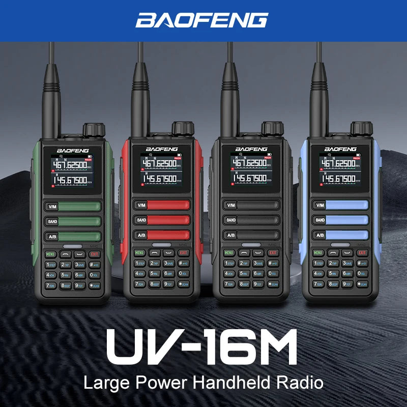 Upgrade Baofeng UV16M V2 Walkie Talkie 15W High Capacity AM FM 2-Way Radio Full Band LCD 999CH Frequency Copy NOAA Noise Reduce