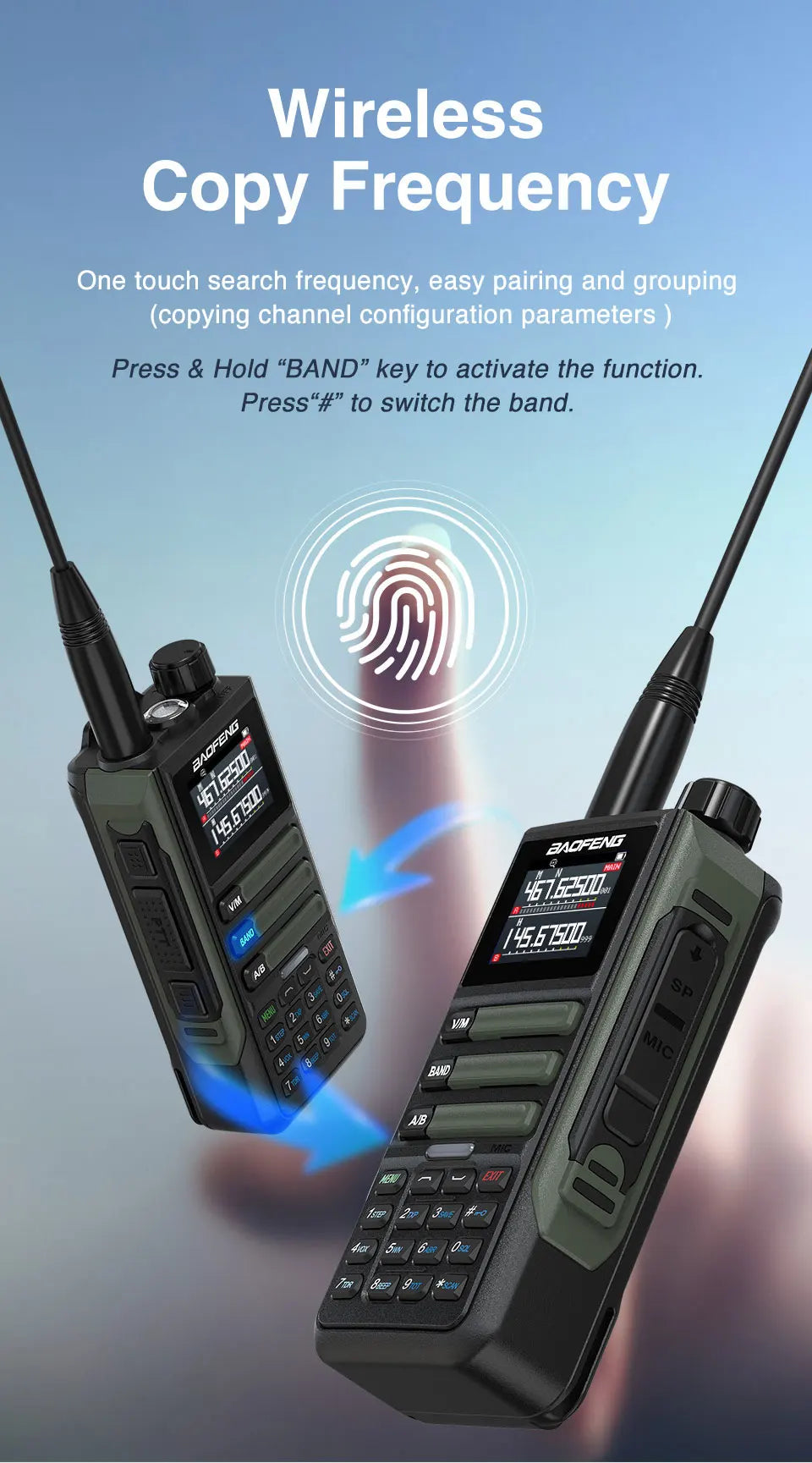 Upgrade Baofeng UV16M V2 Walkie Talkie 15W High Capacity AM FM 2-Way Radio Full Band LCD 999CH Frequency Copy NOAA Noise Reduce