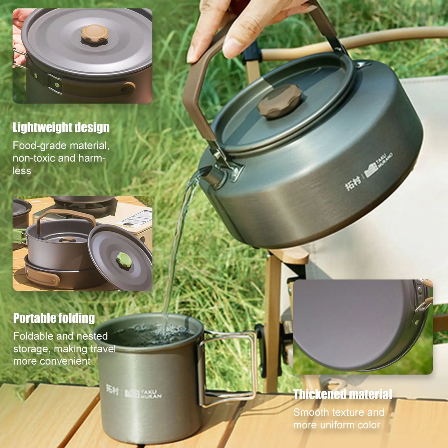 3Pcs Camping Cooking Set Camping Pots and Pans Set Camping Cookware Mess Kit for Backpacking Camping Hiking and Picnic