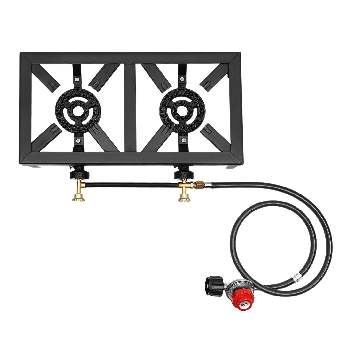 Portable 1/2 Burner Outdoor Gas Stove Propane Cooker with Adjustable 0-10Psi Regulator Hose for Patio Camping, BBQ