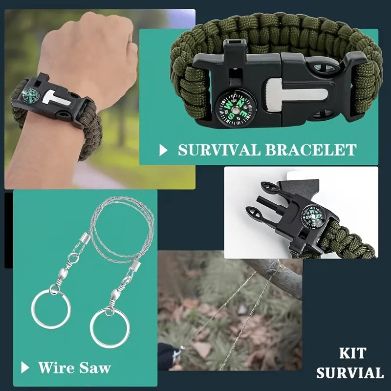 Multi-Functional Tool Backpack Emergency Survival Kit Camping Gear First Aid Supplies
