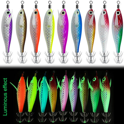 Luminous Squid Hook Squid Fishing Lure with 3D Eyes