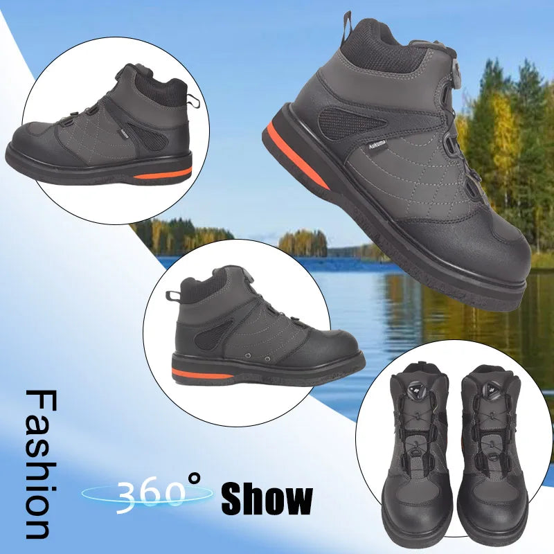 Fly Fishing Shoes, Fishing Waders Shoes, Felt Sole With Or Without Nails Fishing Boots, Self-lock Hunting Fishing Equipment