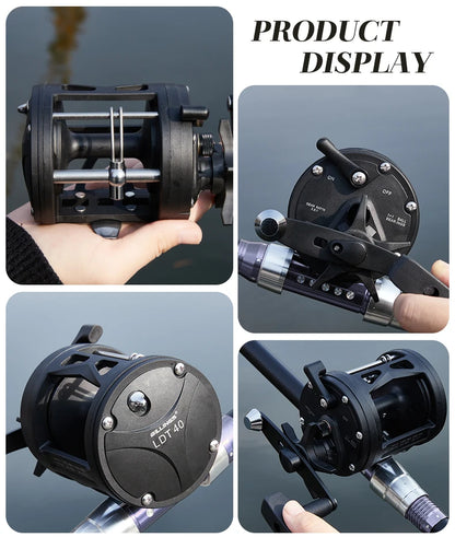 BILLINGS Trolling Drum Fishing Reels 33LB Max Drag 3.8:1 Gear Ratio High Toughness Body