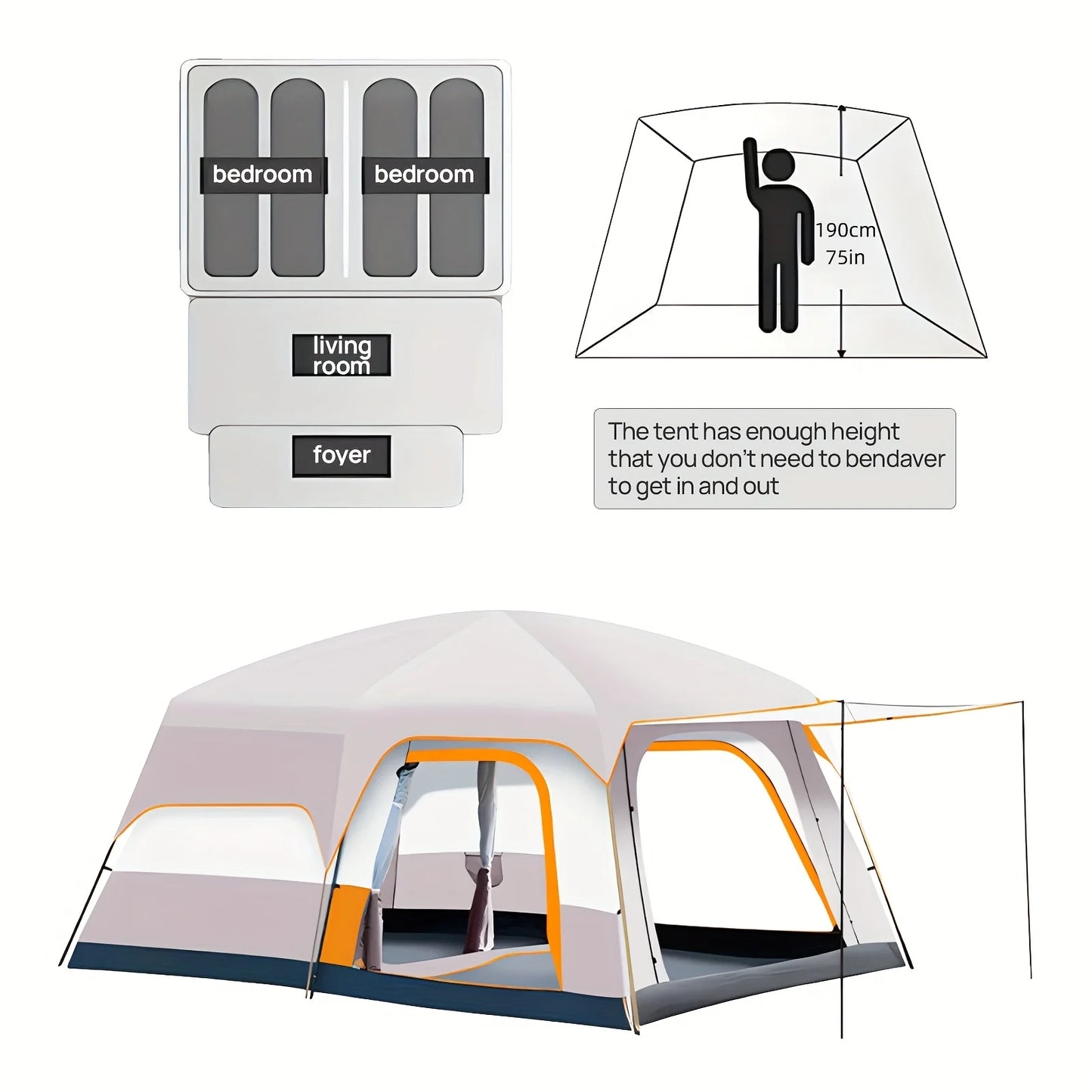 3-6 Person Camp Tent, Sunscreen, Anti-mosquito, Portable Tent,