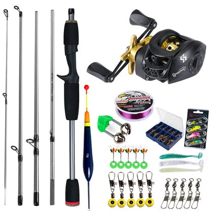 Sougayilang Baitcasting Fishing Rod and Reel Combo 5Section Fishing Rod and 7.2:1 Gear Ratio Reel Full Kit