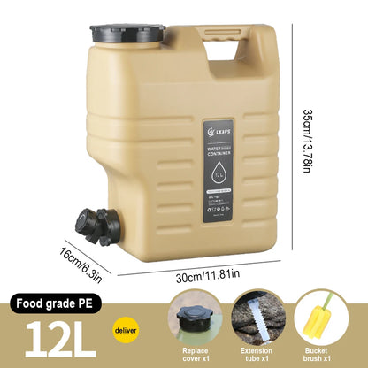 10/11/12L Drinking Water Container with Spigot Leakproof Camping Water Tank Large Capacity