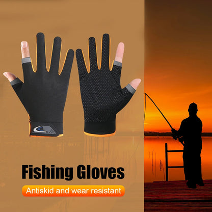 Winter Fishing Gloves 2 Cut Fingers Sport Cycling Mitten Men Women Breathable Anti-slip Antiskid Fishing Wear Outdoor Fishing