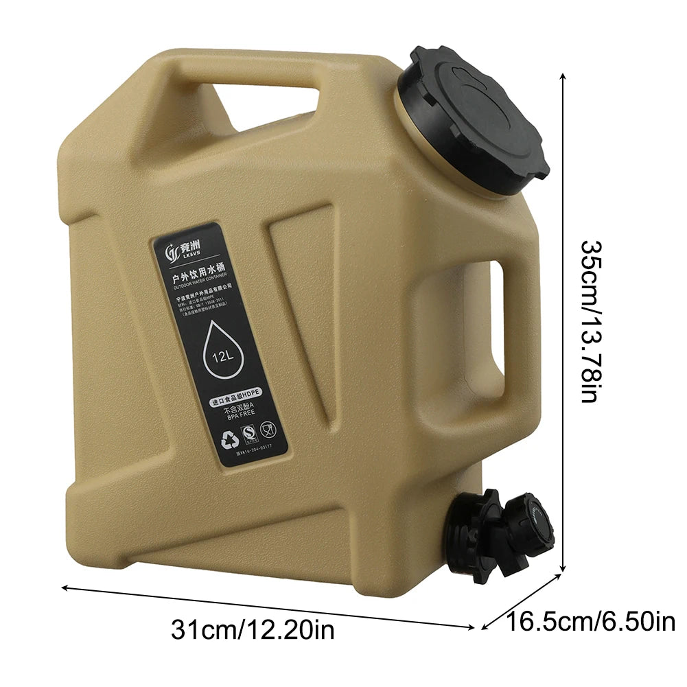 10/11/12L Drinking Water Container with Spigot Leakproof Camping Water Tank Large Capacity