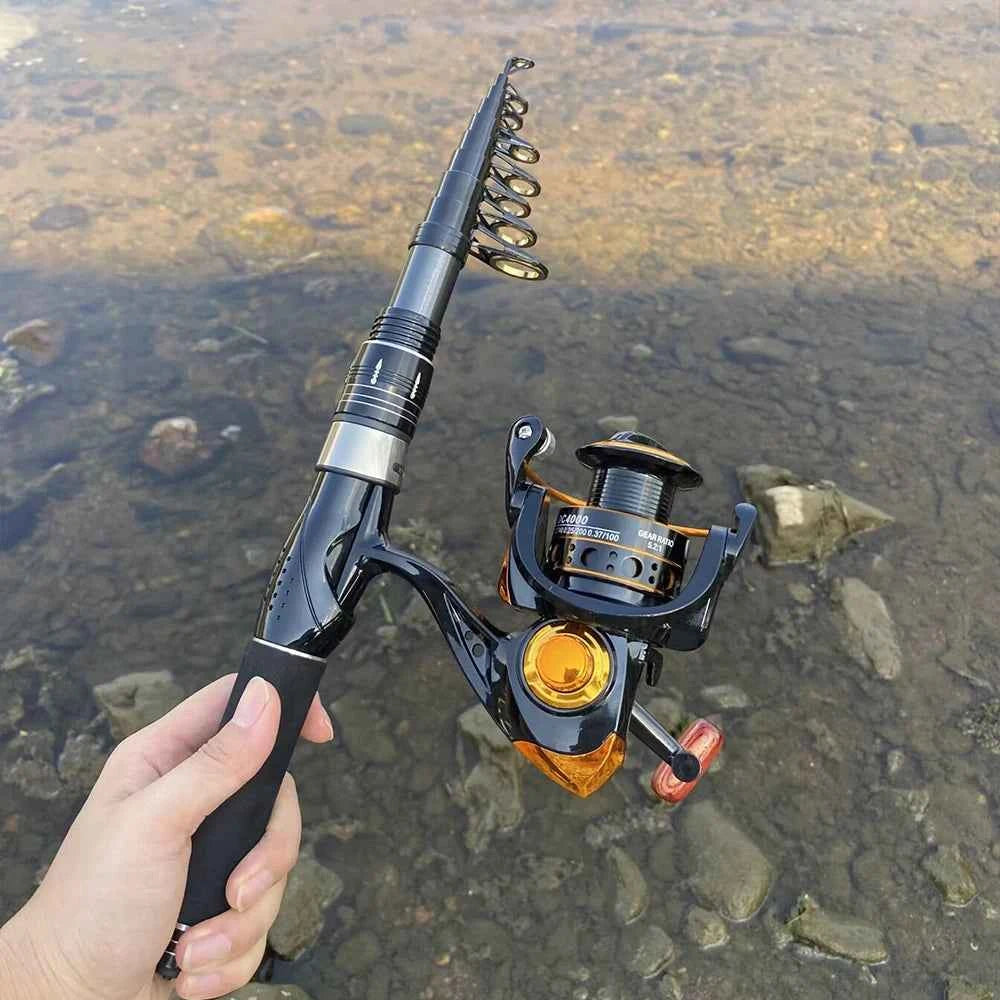1.5/1.8/2.1/2.4M Fishing Rod Reel Set Ultra Light Carbon Fiber Rod and 5.2:1 Gear Ratio Reel Travel Sea Freshwater Fishing Set