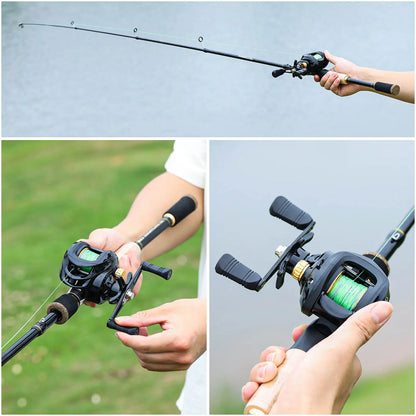 Sougayilang Baitcasting Fishing Rod and Reel Set 1.6m-2.1m Telescopic Fishing Rod Reel Combo Full Kit