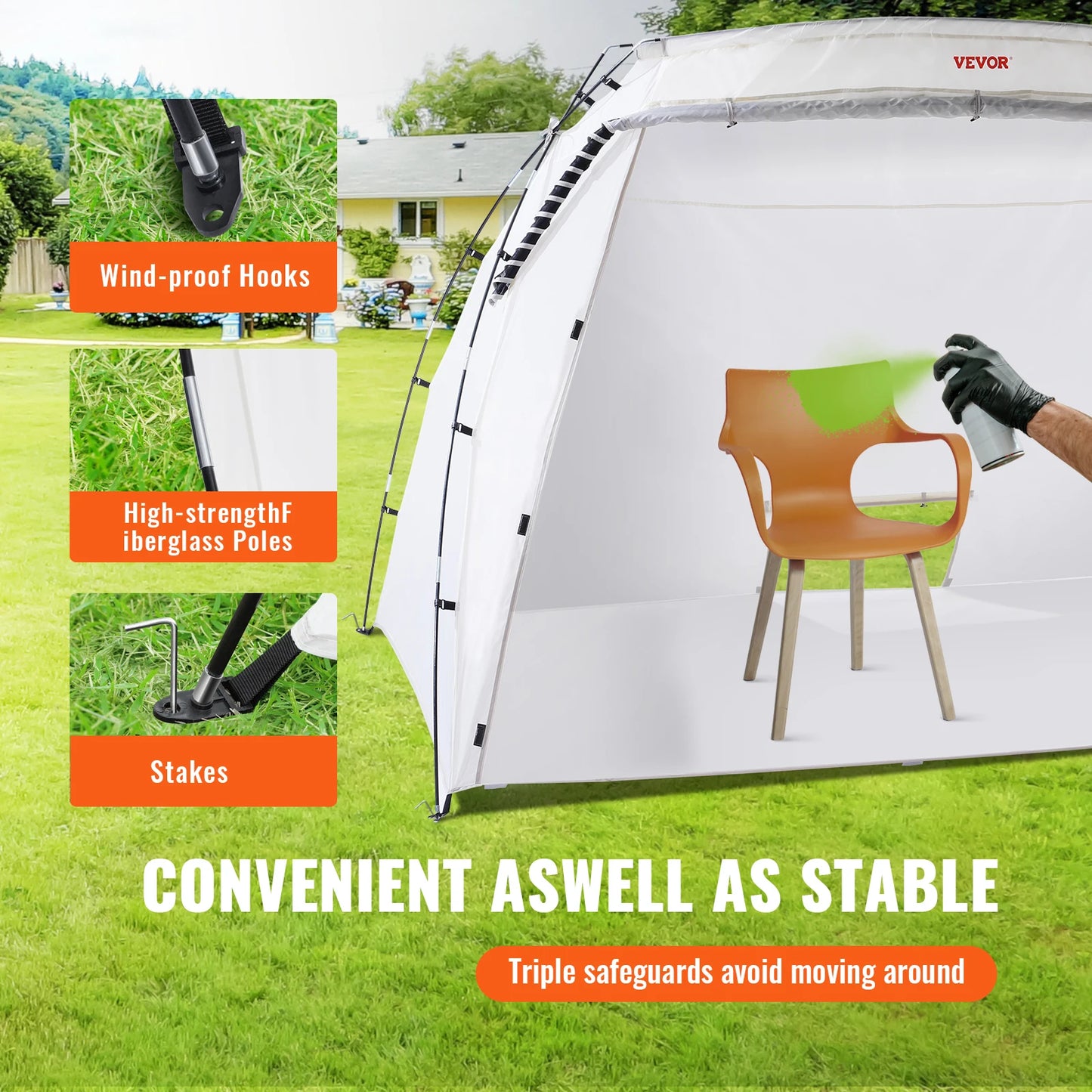 SucceBuy Portable Paint Booth Shelter 7.5x5.2x5.2/10x7x6ft Foldable Spray Painting Tent for Furniture Craft Project DIY Tool