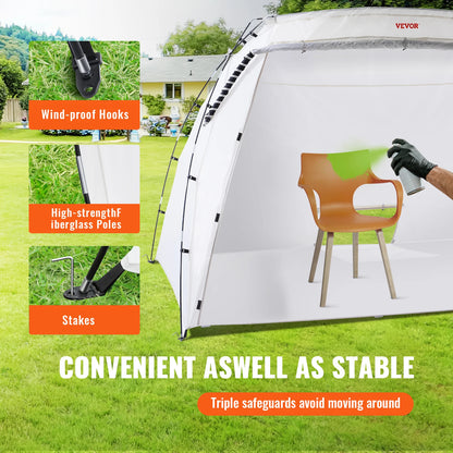 SucceBuy Portable Paint Booth Shelter 7.5x5.2x5.2/10x7x6ft Foldable Spray Painting Tent for Furniture Craft Project DIY Tool