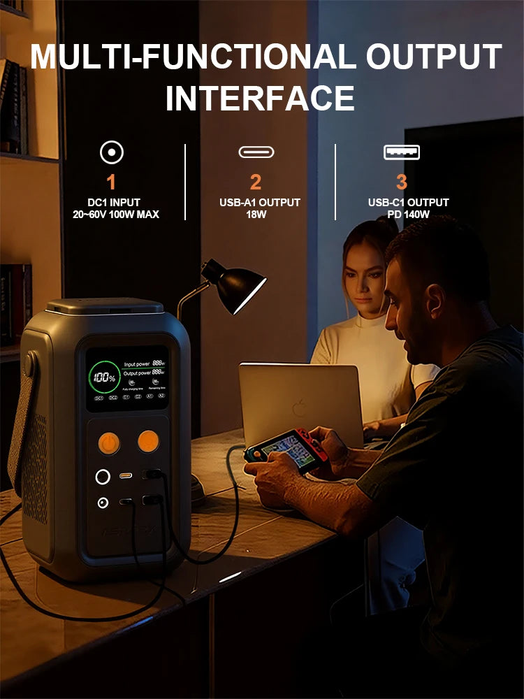 CTOLITY 200W Power Station Camping 192Wh Lifepo4 Power Bank 60000mAh Portable Charger Battery Emergency Power USB TYPE-C Port