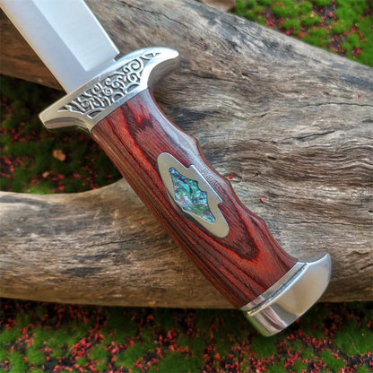Outdoor Camping Knife, Fixed Blade Straight Knife with Wood Handle, 7Cr13 Steel Blade, Tactical and Survival Tool with Scabbard